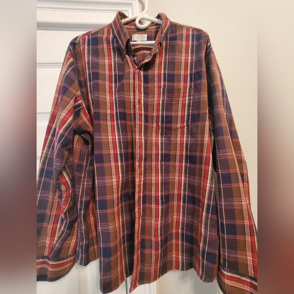 Mens long sleeve plaid button down